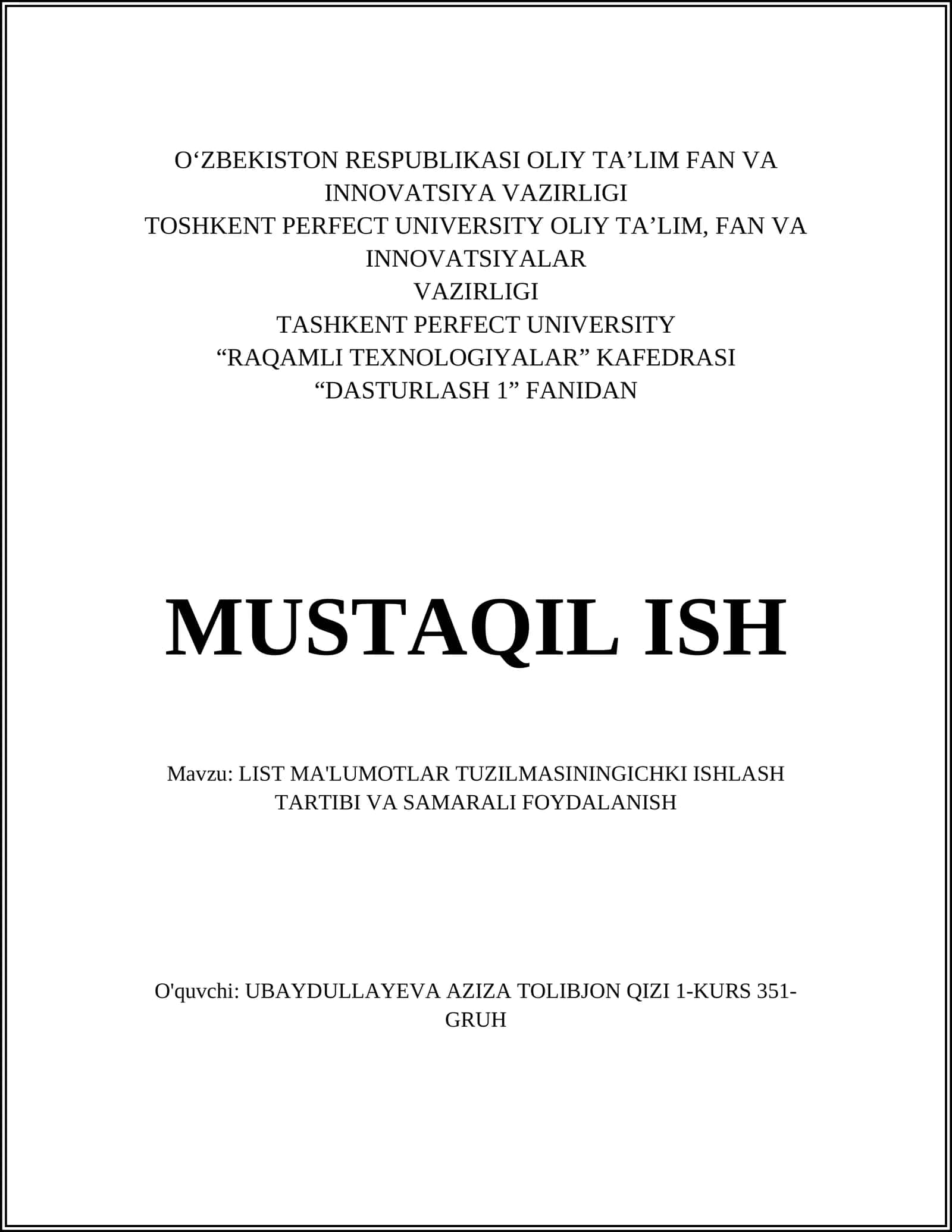 DASTURLASH 1 1