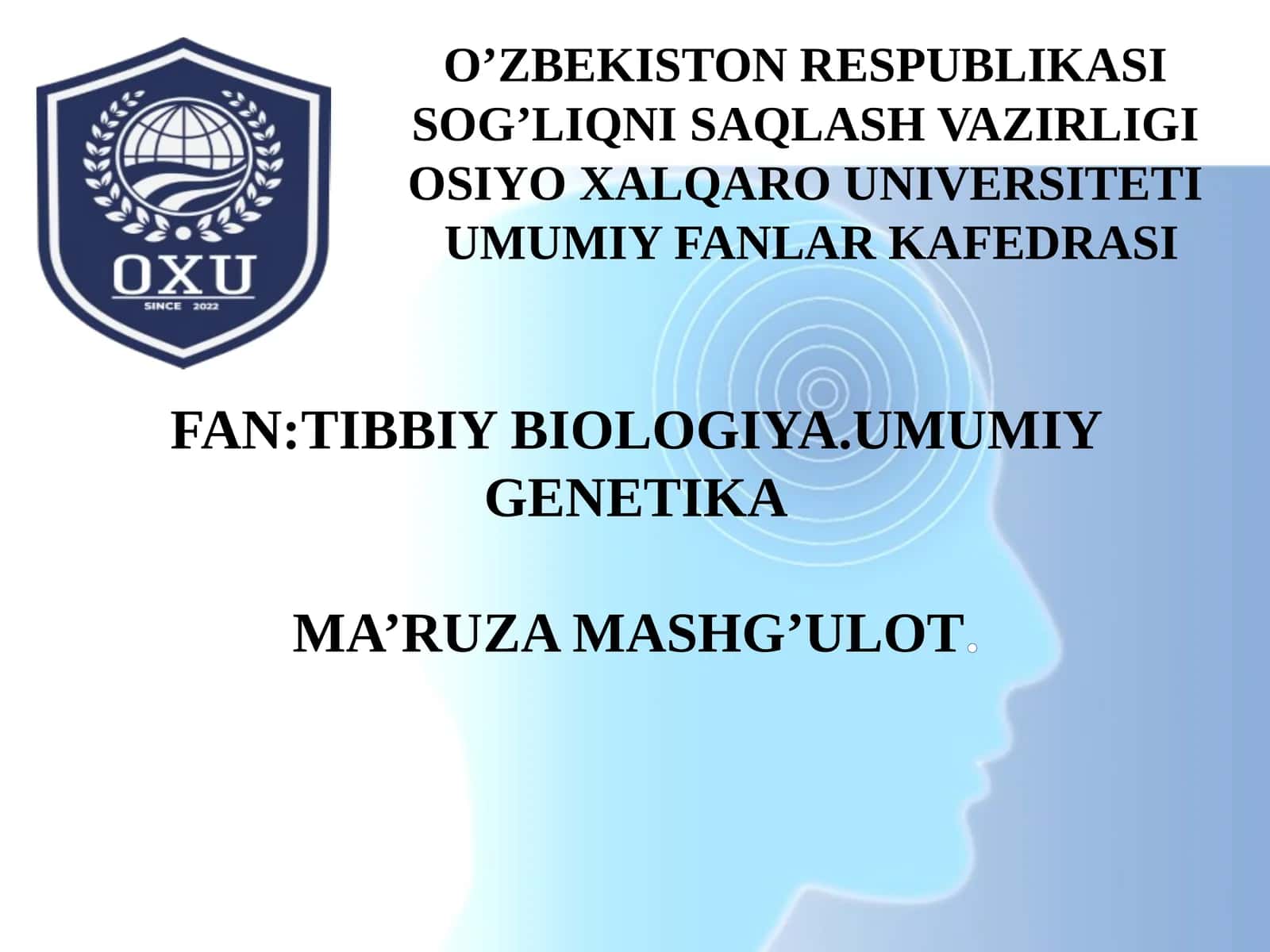 Tibbiy Biologiya Faniga Kirish 1