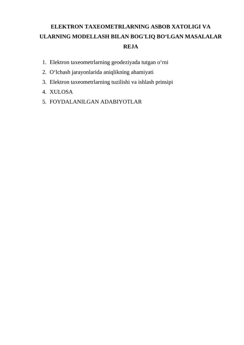 Elektron Taxeometrlar Bilan Bog'liq Masalalar 1