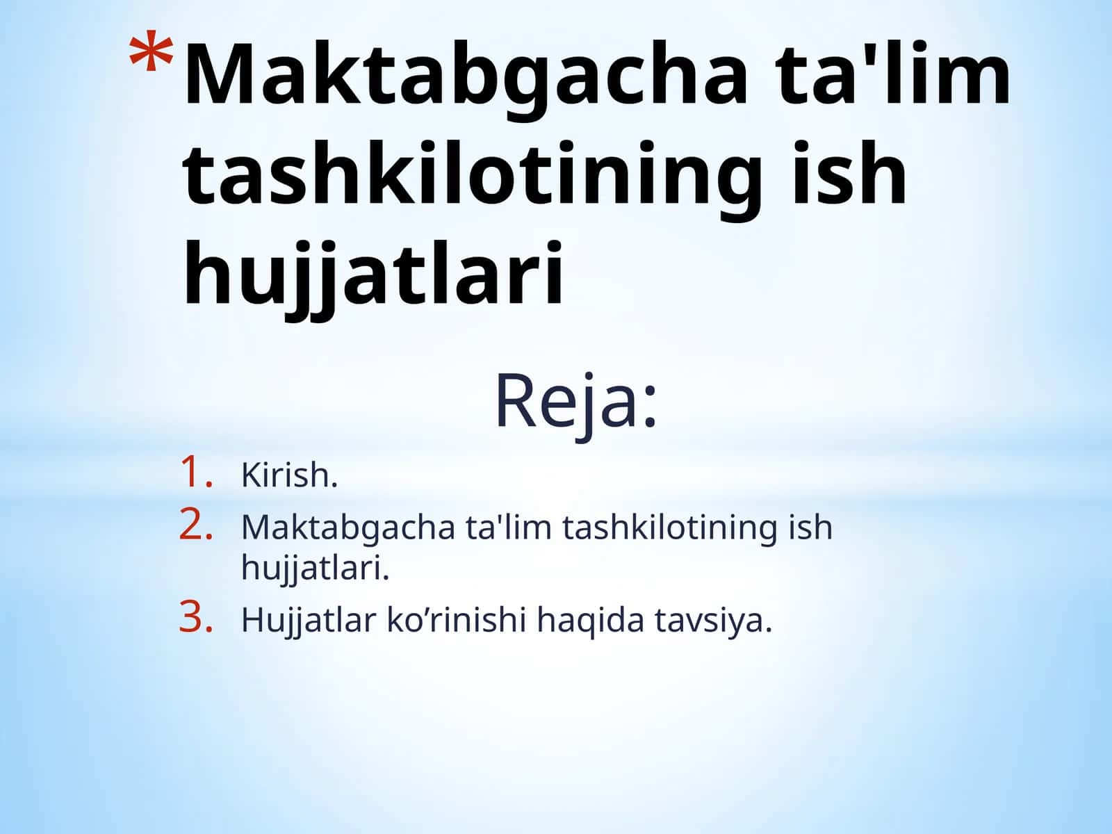 Maktabgacha ta'lim tashkilotining ish hujjatlari 1