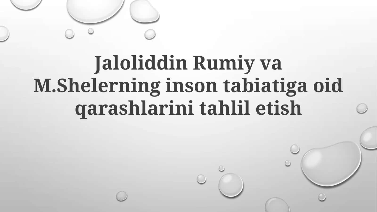 Jaloliddin Rumiy va M. Shlerning inson tabiatiga oid qarashlarini tahliletish 1