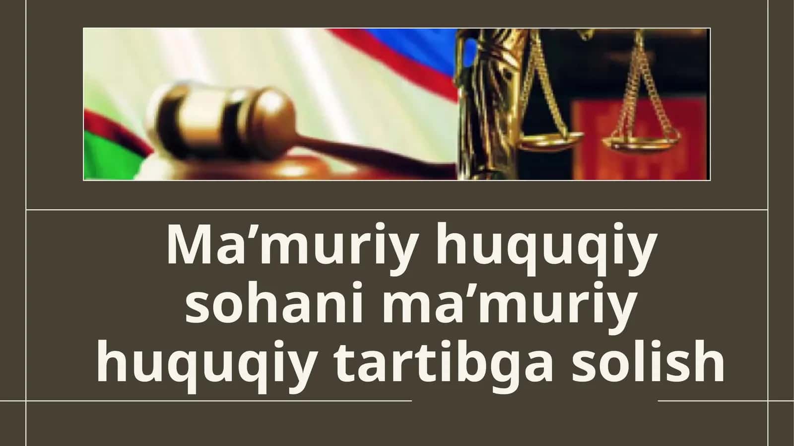 Ma’muriy huquqiy sohani ma’muriy huquqiy tartibga solish. 1