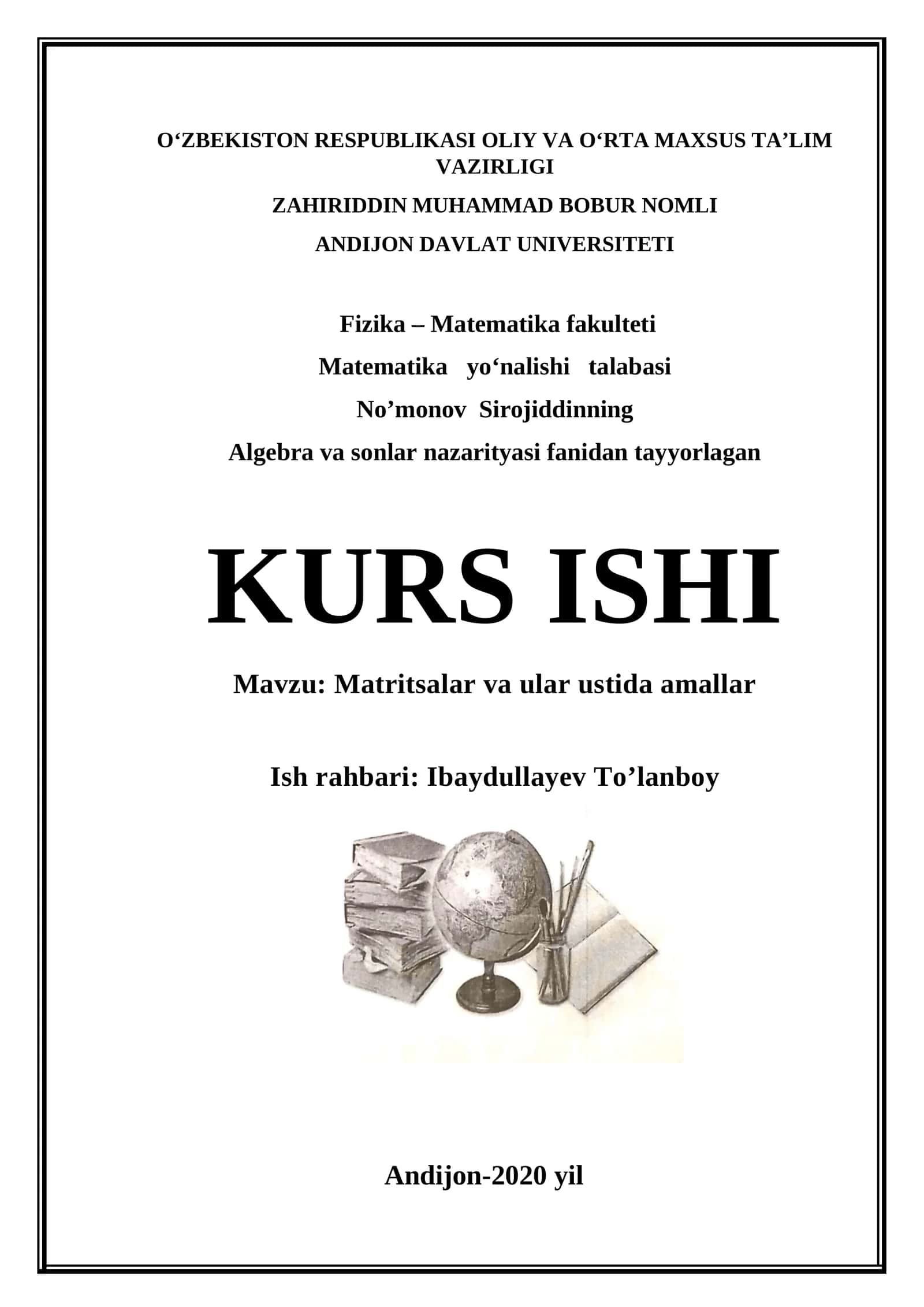 Matritsalar va ular ustida amallar 1