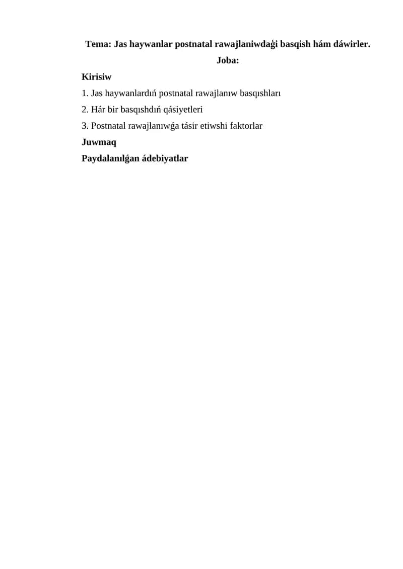 Postnatal Rawajlanıw 1