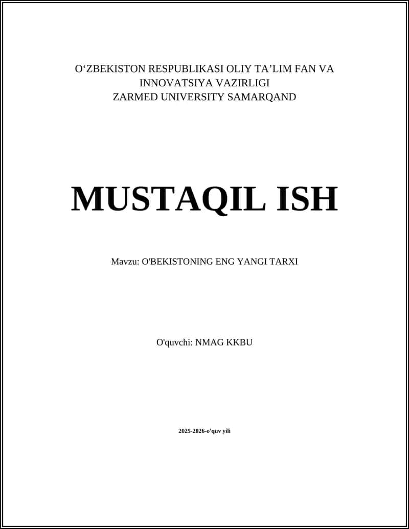 O'BEKISTONNING ENG YANGI TARXI 1