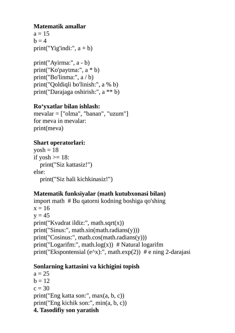 Matematik funksiyalar 1