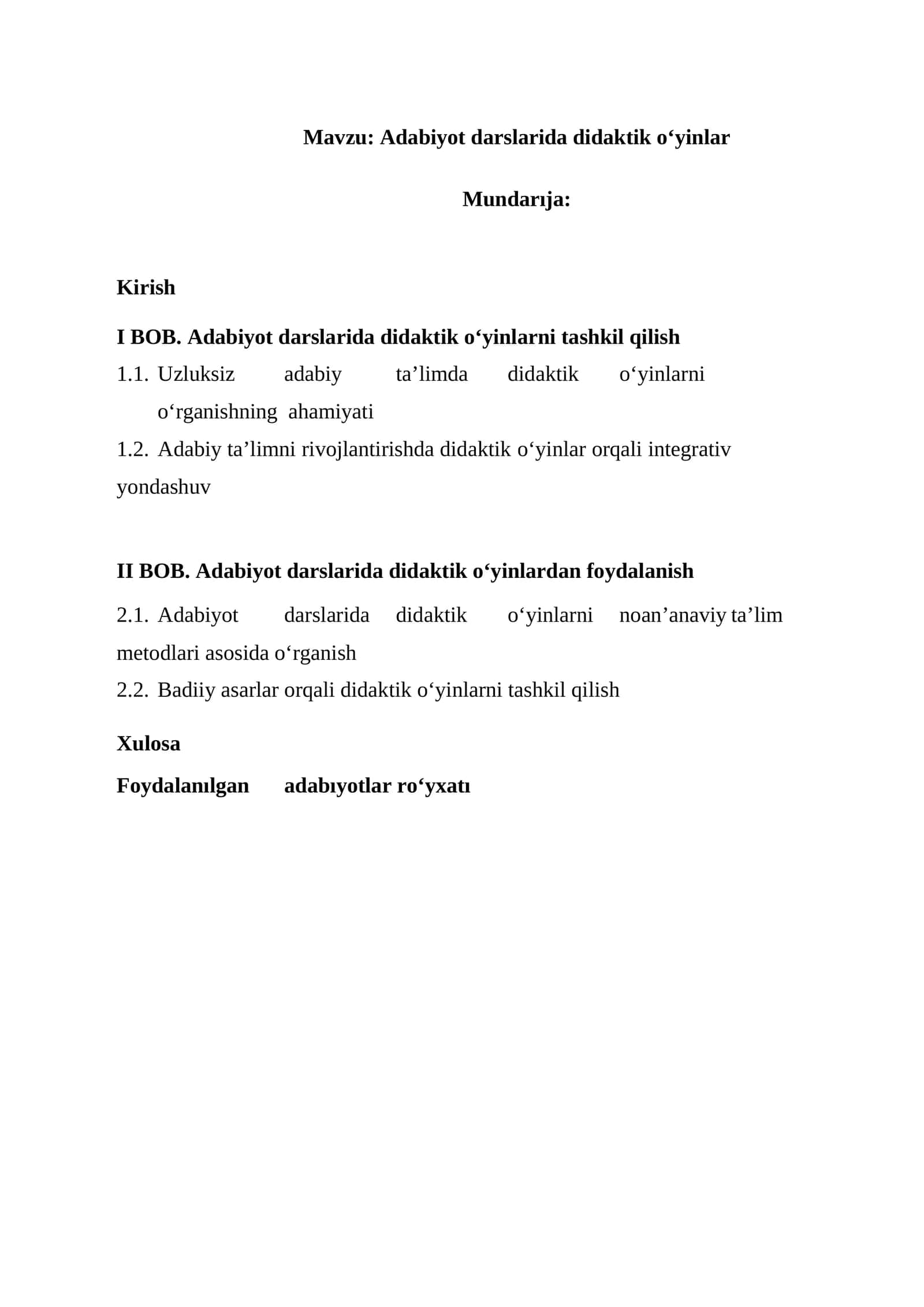 Adabiyot darslarida didaktik o‘yinlar 1