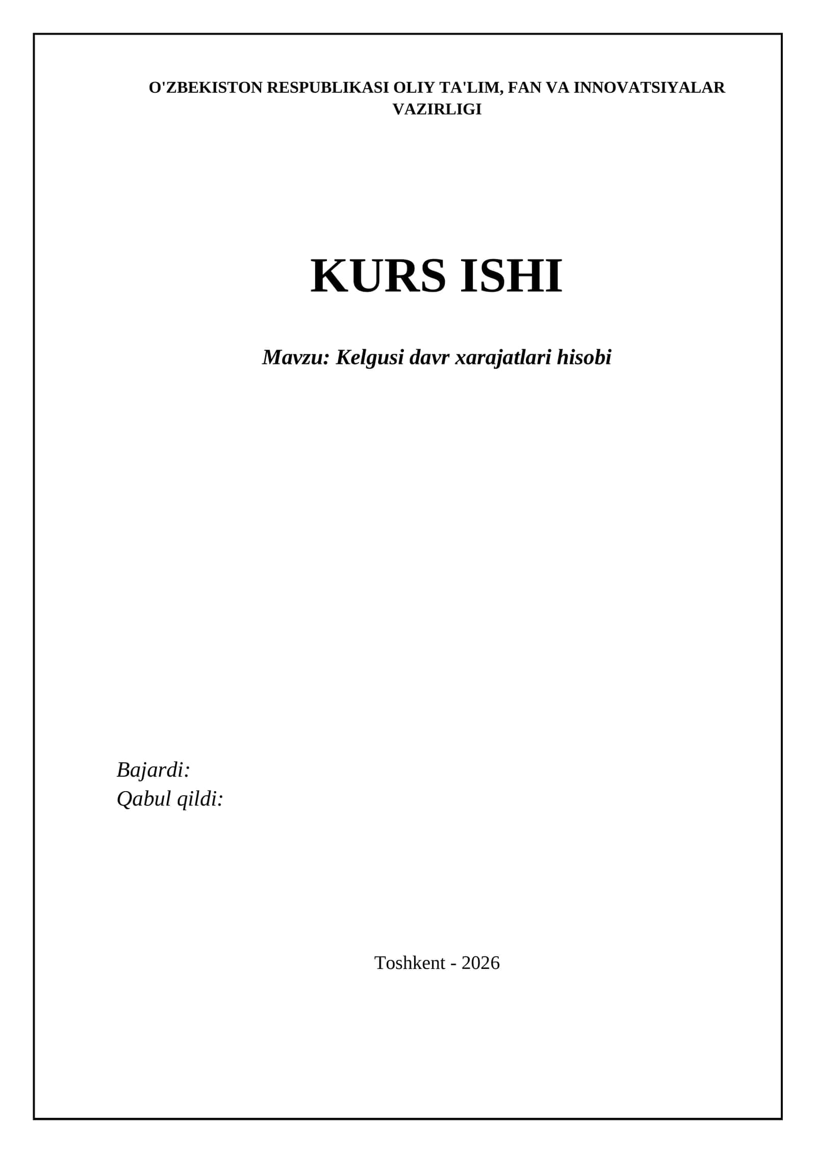 Kelgusi davr xarajatlari hisobi 1