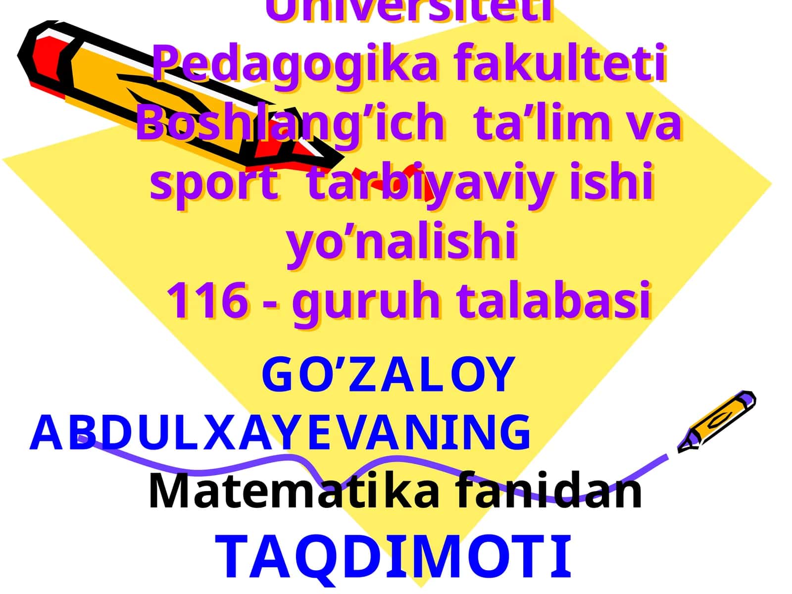 Matematika fanidan ta'lim 1