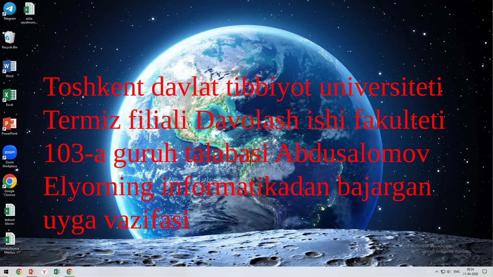 Informatika fanidan uy vazifasi 1