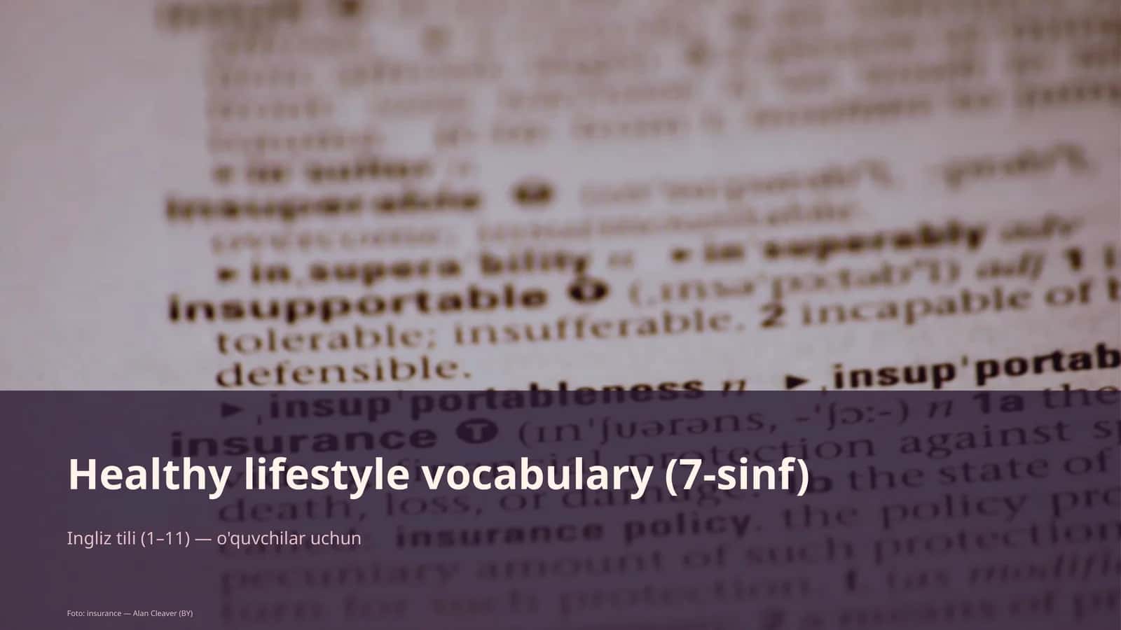 Healthy lifestyle vocabulary (7-sinf) 1