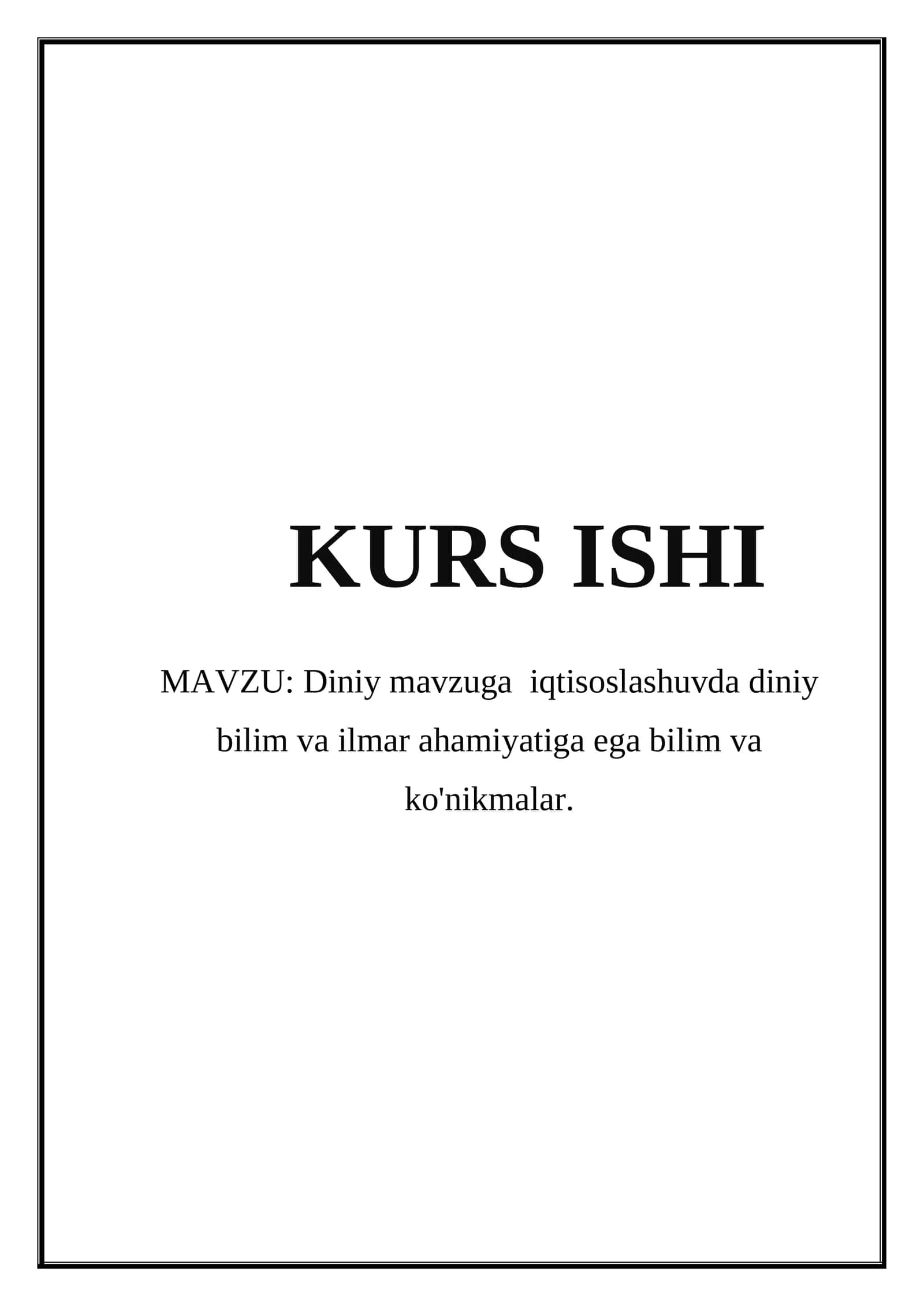 Diniy va Dunyoviy Qarashlar 1