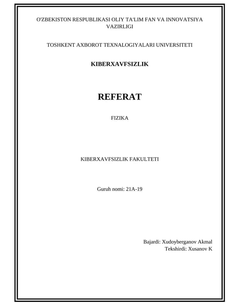 Kiberxavfsizlik Referat 1