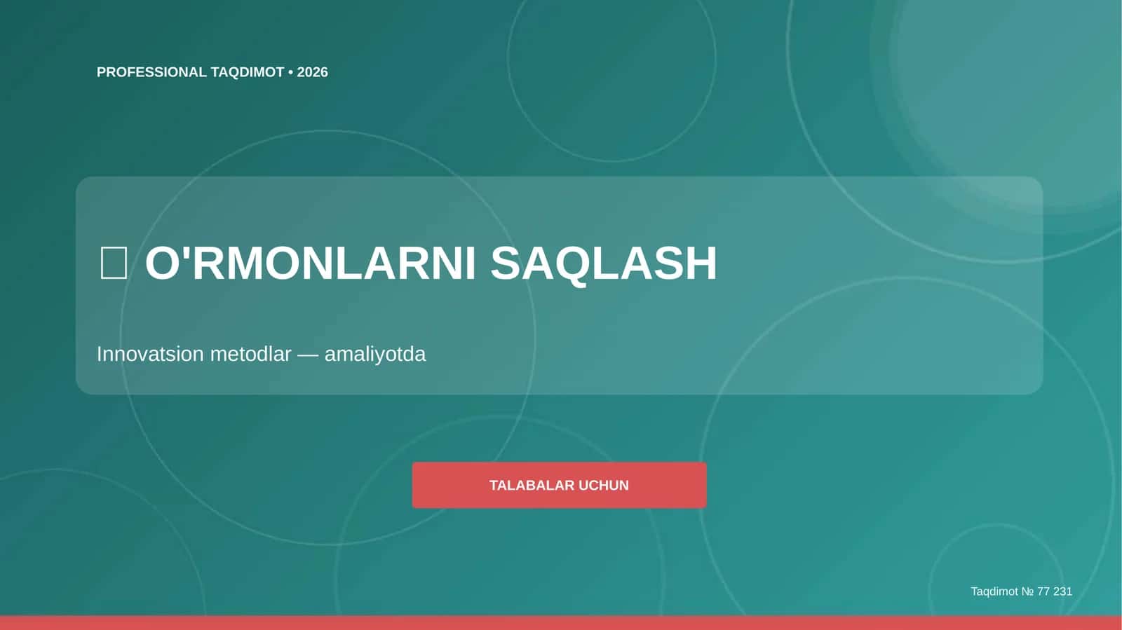 O'rmonlarni saqlash: innovatsion metodlar (amaliyotda) [talabalar uchun] 1