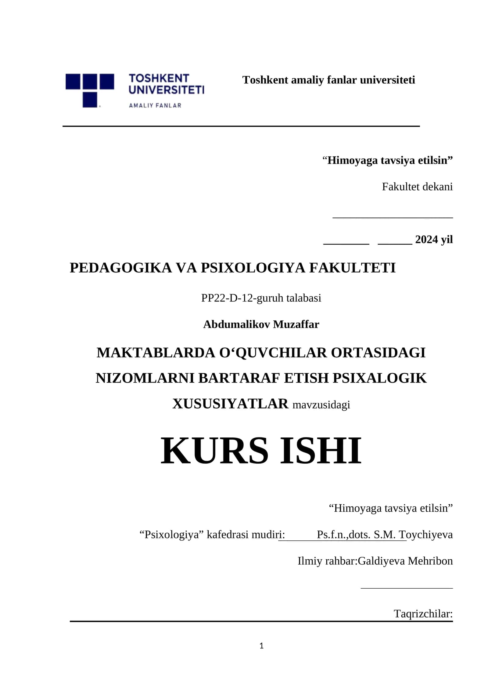 Talabalarning sifatli o'qitish metodlari va psixologik xarakteristika 1