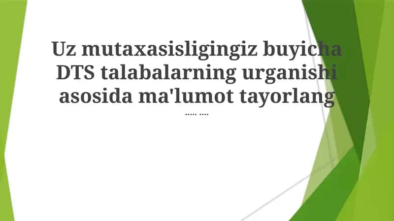 DTS Talaba O'quv Natijalari 1
