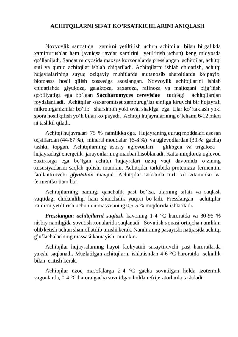 Achitqilarni Sifat Ko’rsatkichlarini Aniqlash 1