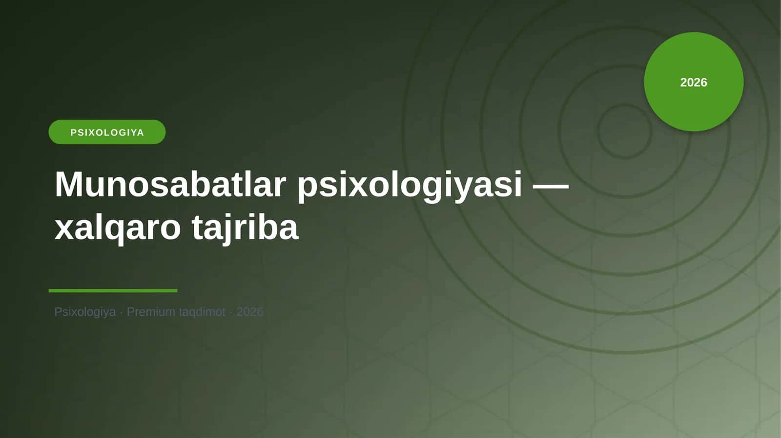Munosabatlar psixologiyasi — xalqaro tajriba 1