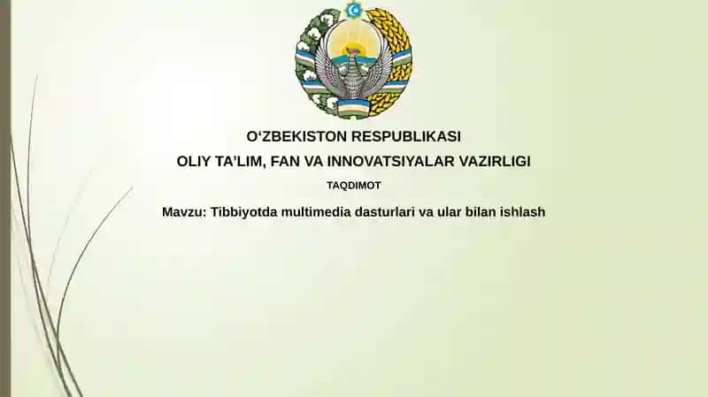 Tibbiyotda multimedia dasturlari va ular bilan ishlash