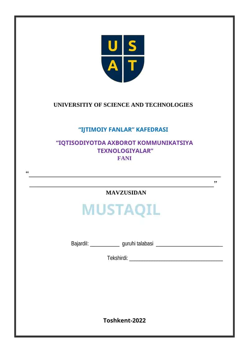IQTISODIYOTDA AXBOROT KOMMUNIKATSIYA TEXNOLOGIYALAR 1