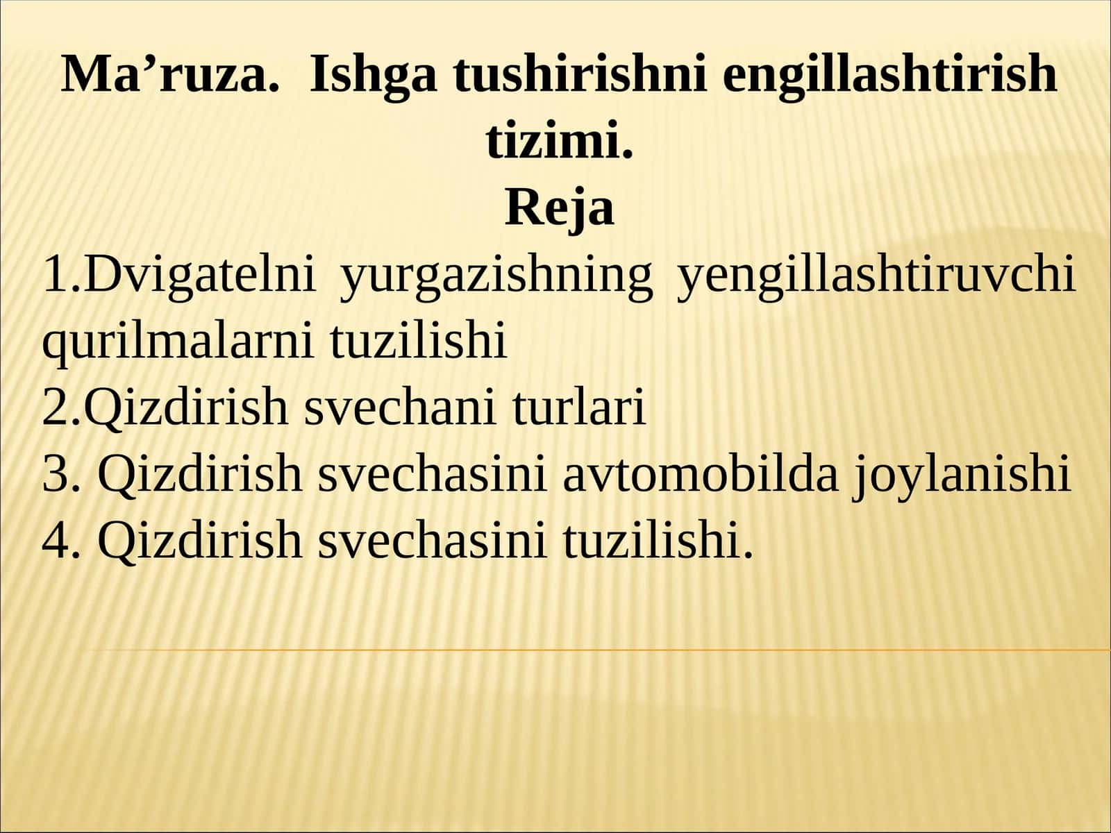 Ishga tushirishni engillashtirishtizimi 1
