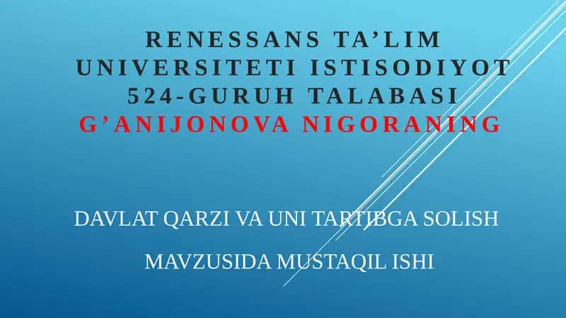 Davlat qarzini boshqarish 1