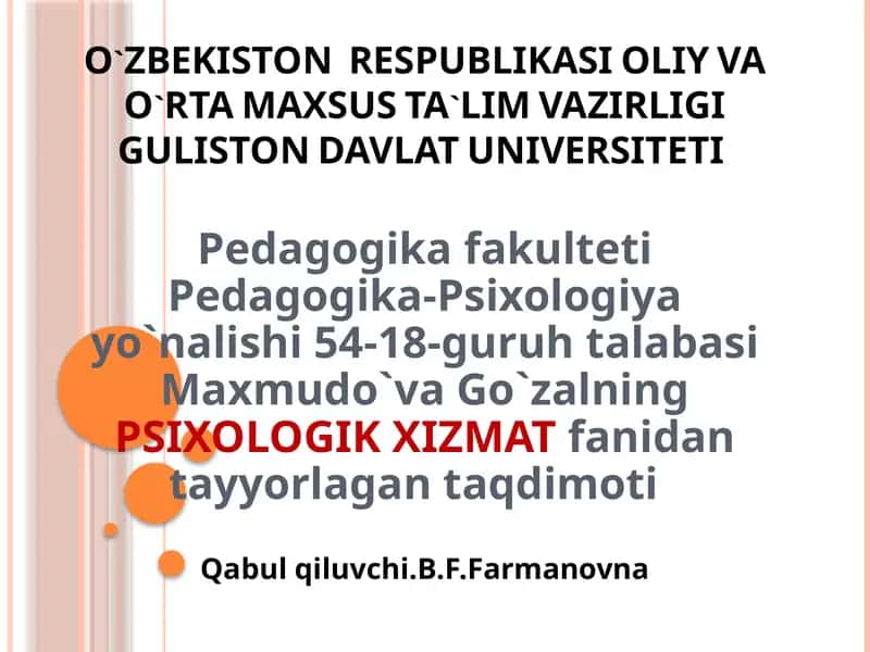 PSIXOLOGIK XIZMAT 1