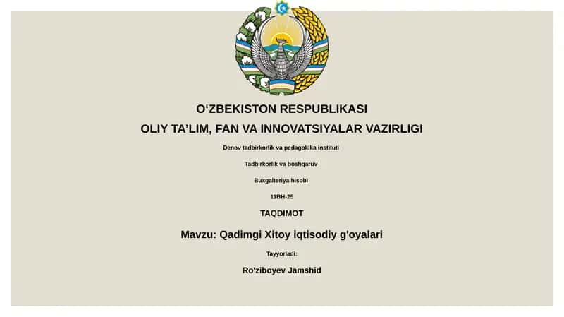 Qadimgi Xitoy iqtisodiy g'oyalari 1