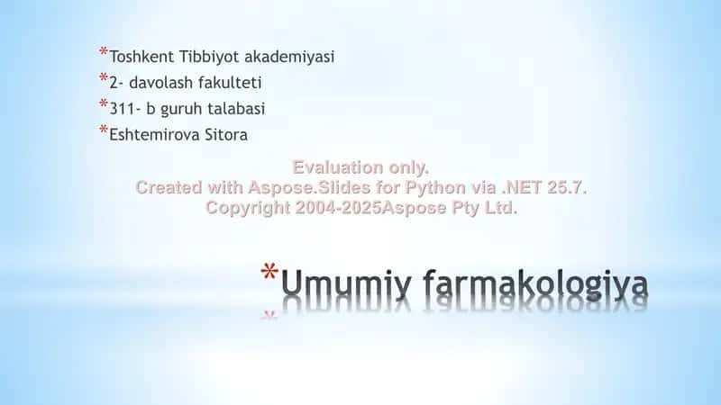 Umumiy farmakologiya 1
