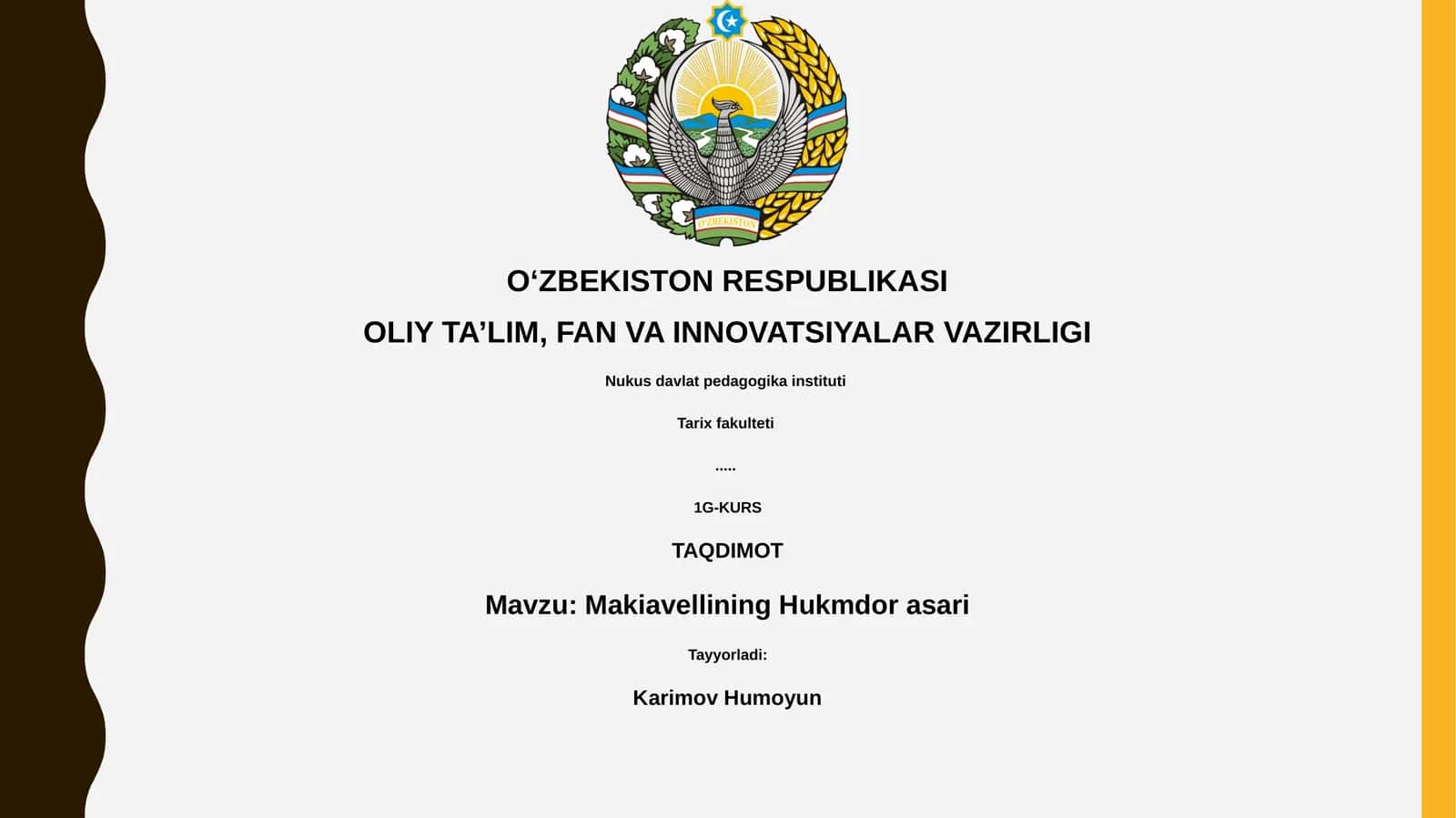 Makiavellining Hukmdor asari 1