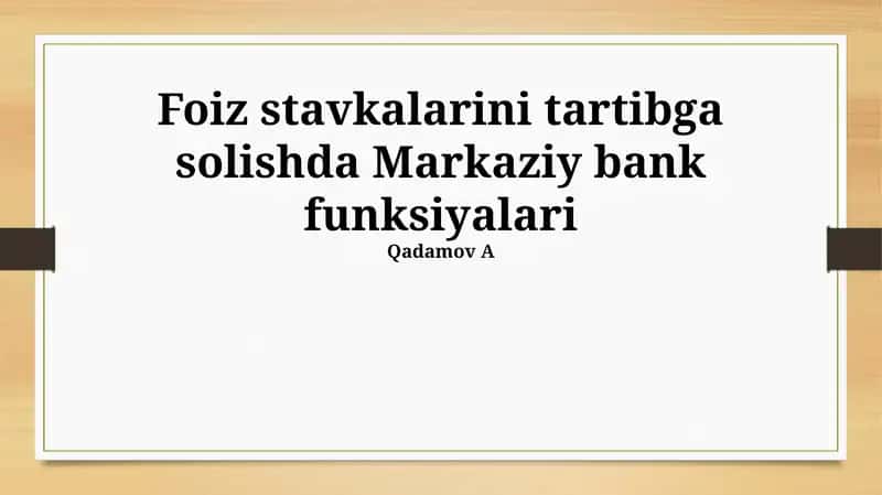 Markaziy bankning asosiy vazifalari 1