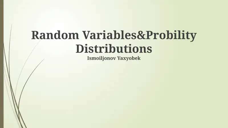 Random Variables&Probility Distributions 1