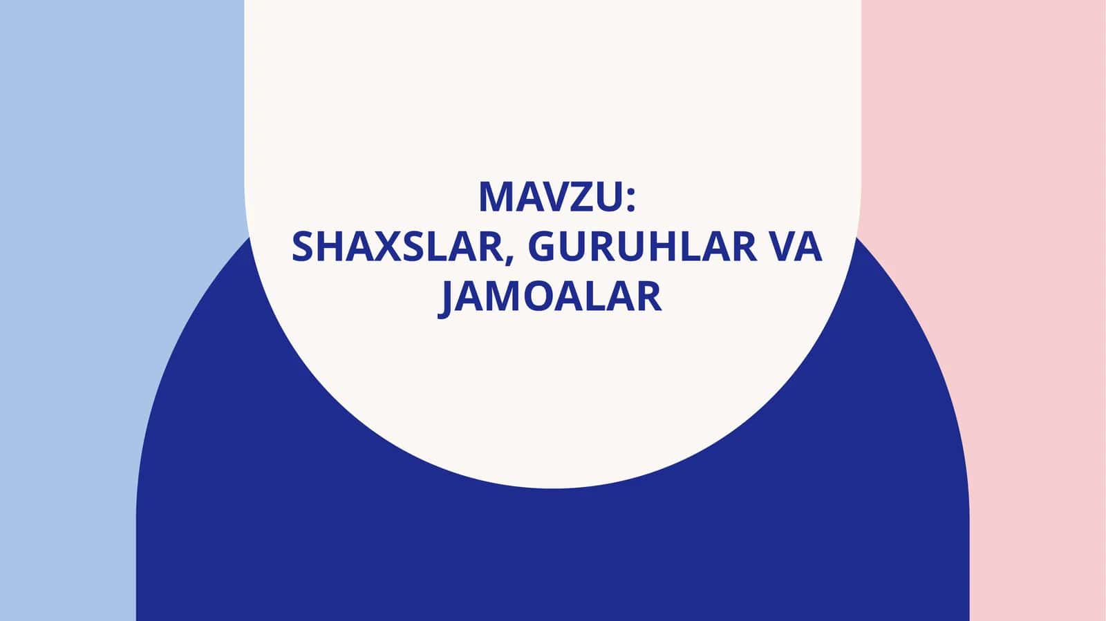SHAXSLAR, GURUHLAR VA JAMOALAR 1