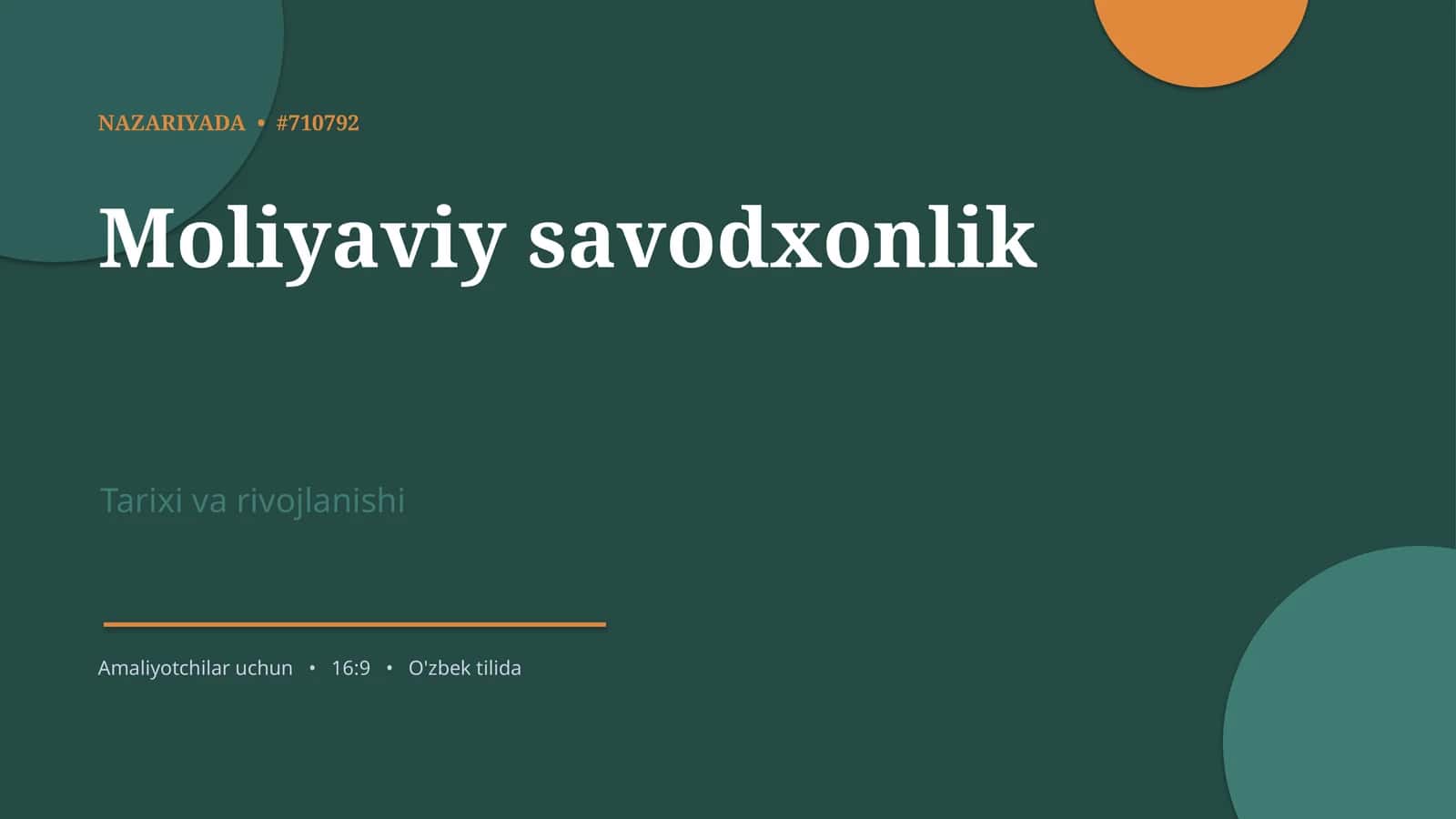 Moliyaviy savodxonlik 1