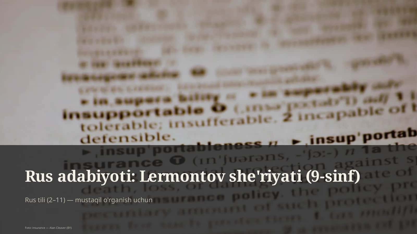 Rus adabiyoti: Lermontov she'riyati (9-sinf) 1