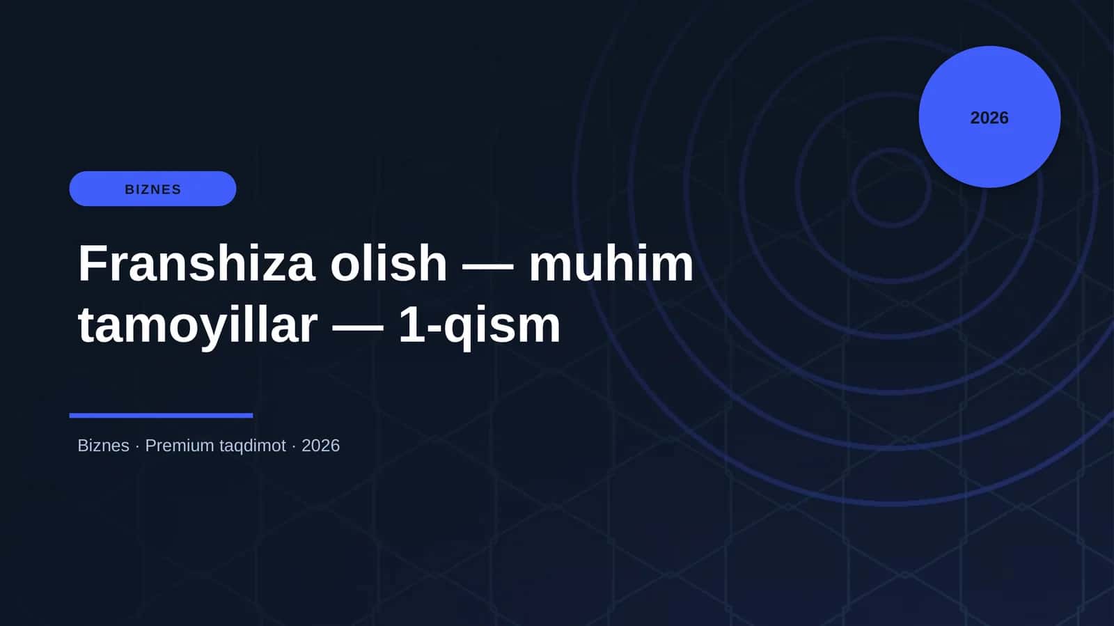 Franshiza olish — muhim tamoyillar — 1-qism 1