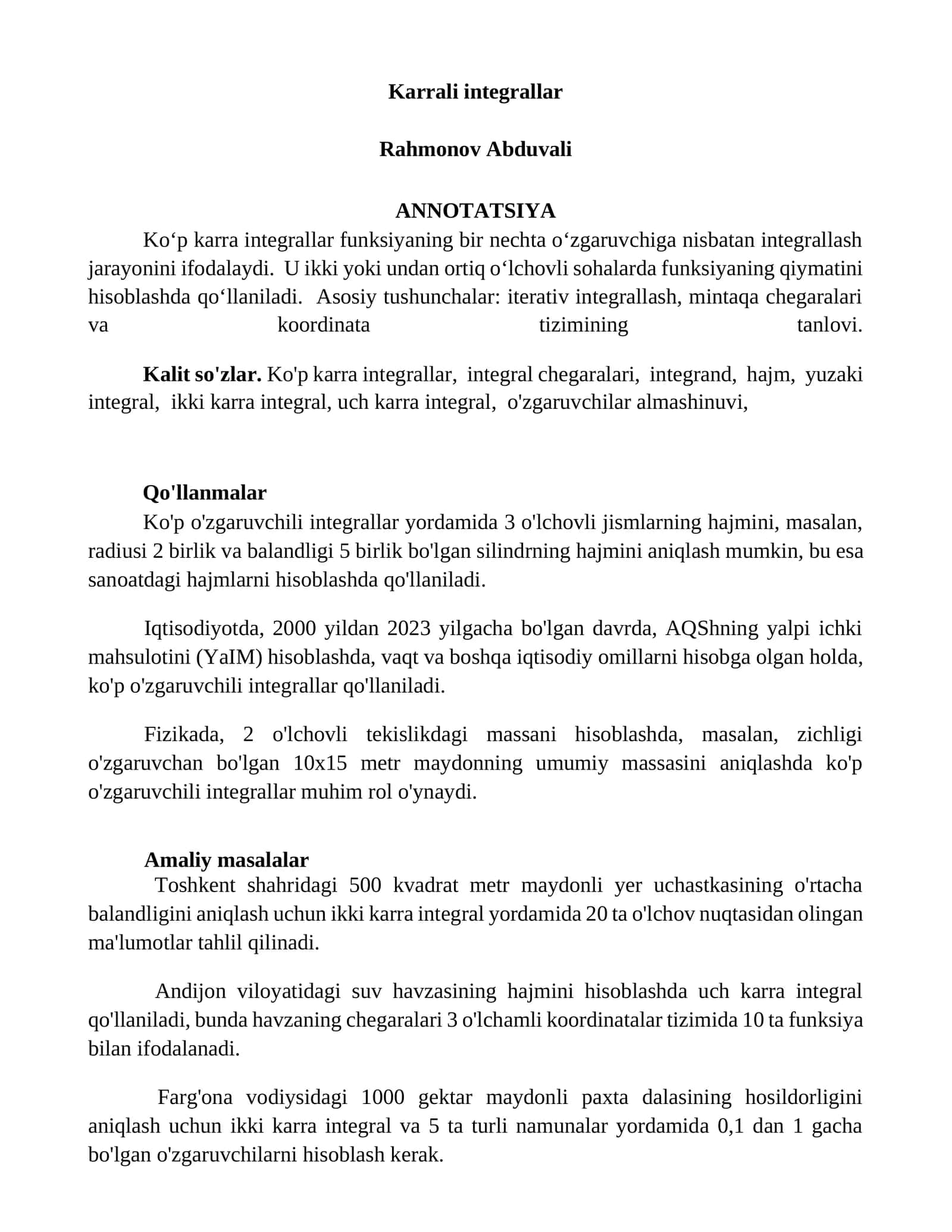 Karrali integrallar 1