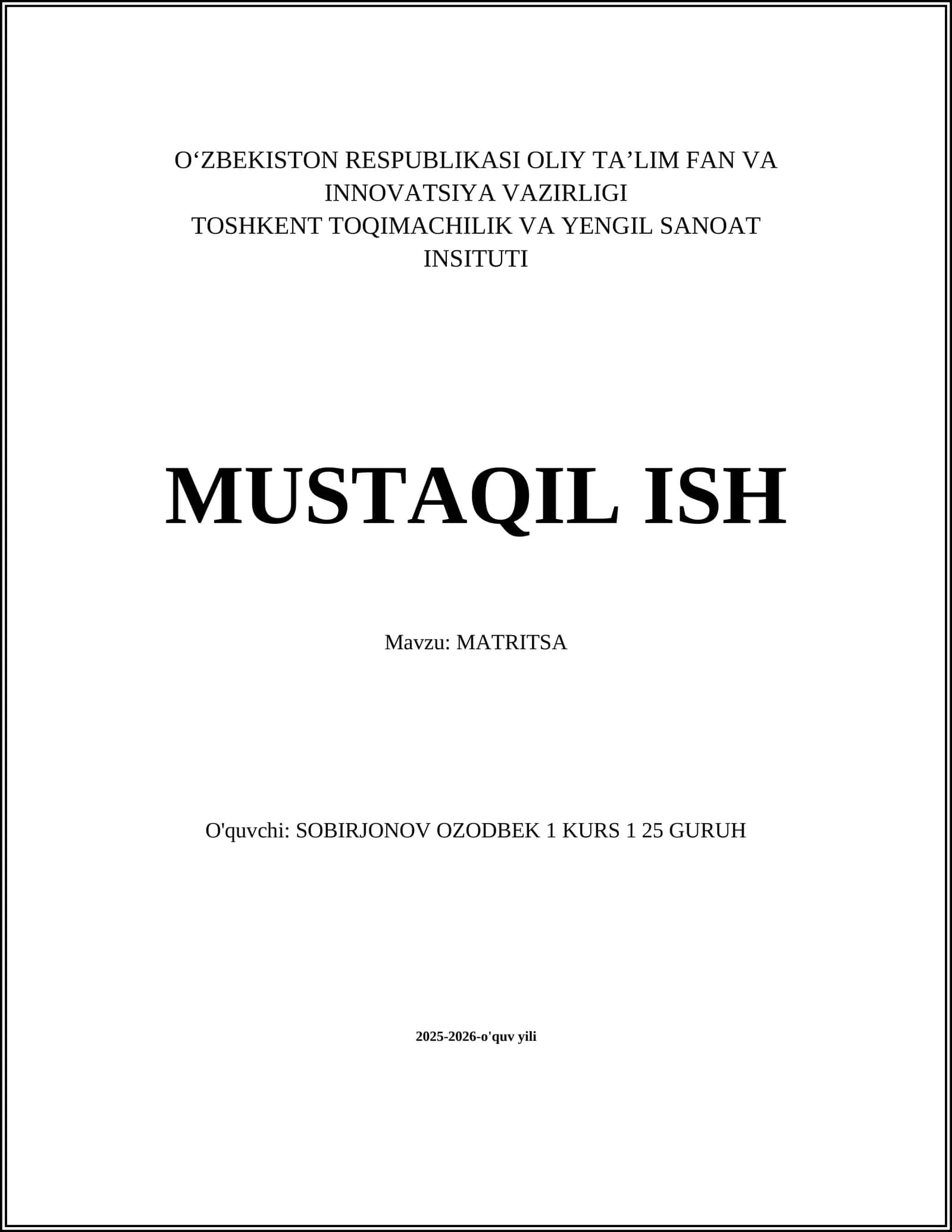 MATRITSA 1