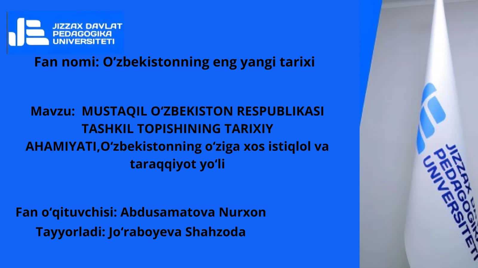MUSTAQIL O‘ZBEKISTON RESPUBLIKASI TASHKIL TOPISHINING TARIXIY AHAMIYATI 1