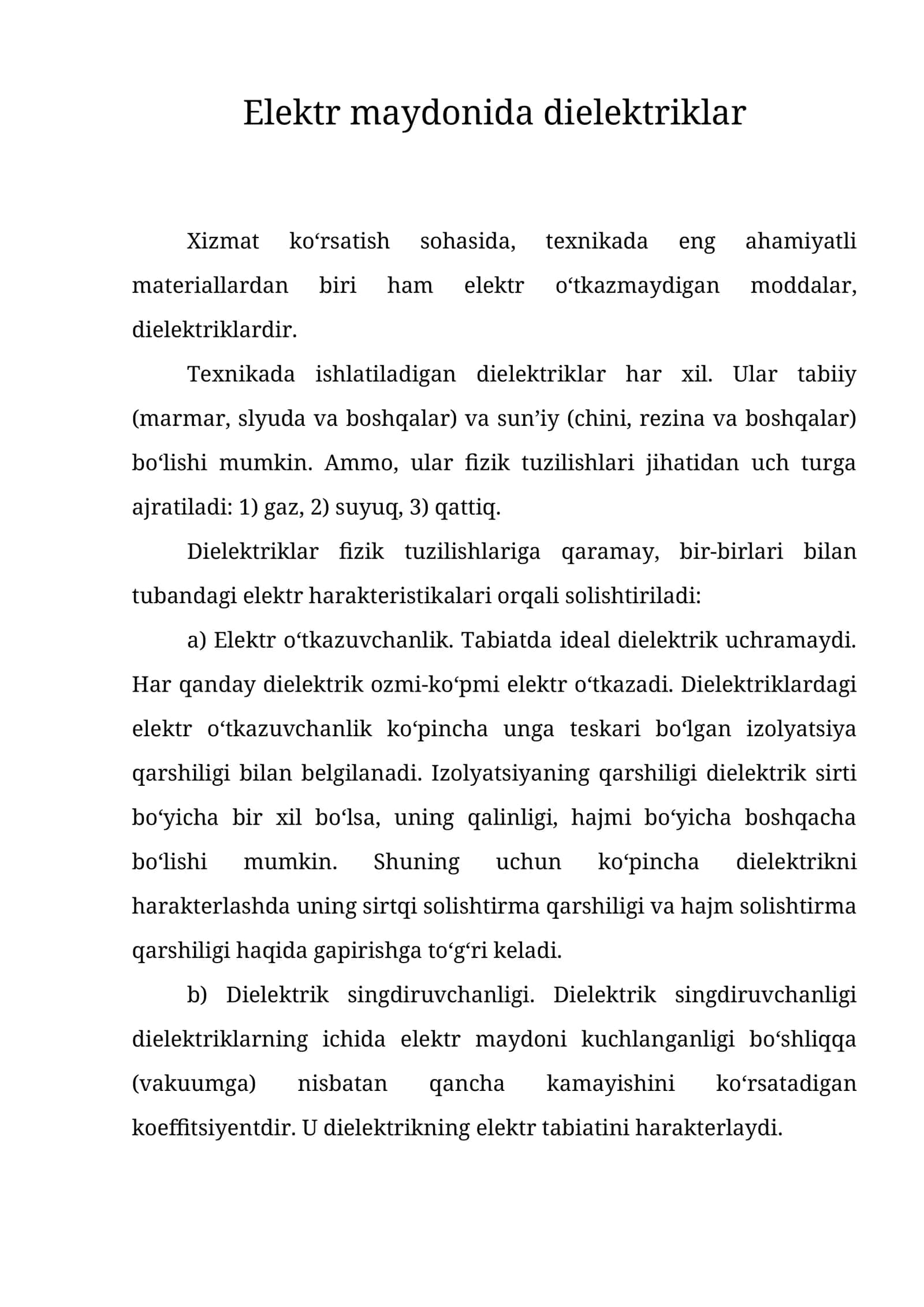 Elektr maydonida dielektriklar 1