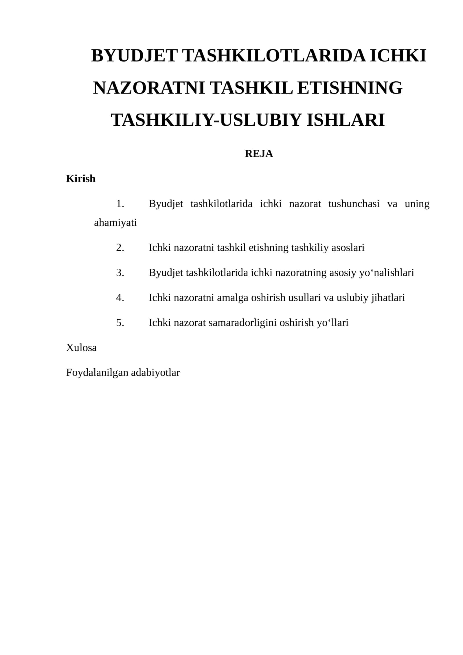 Byudjet Tashkilotlarida IchkI Nazoratni Tashkil Etishning Tashkiliy-Uslubi IsHlari 1