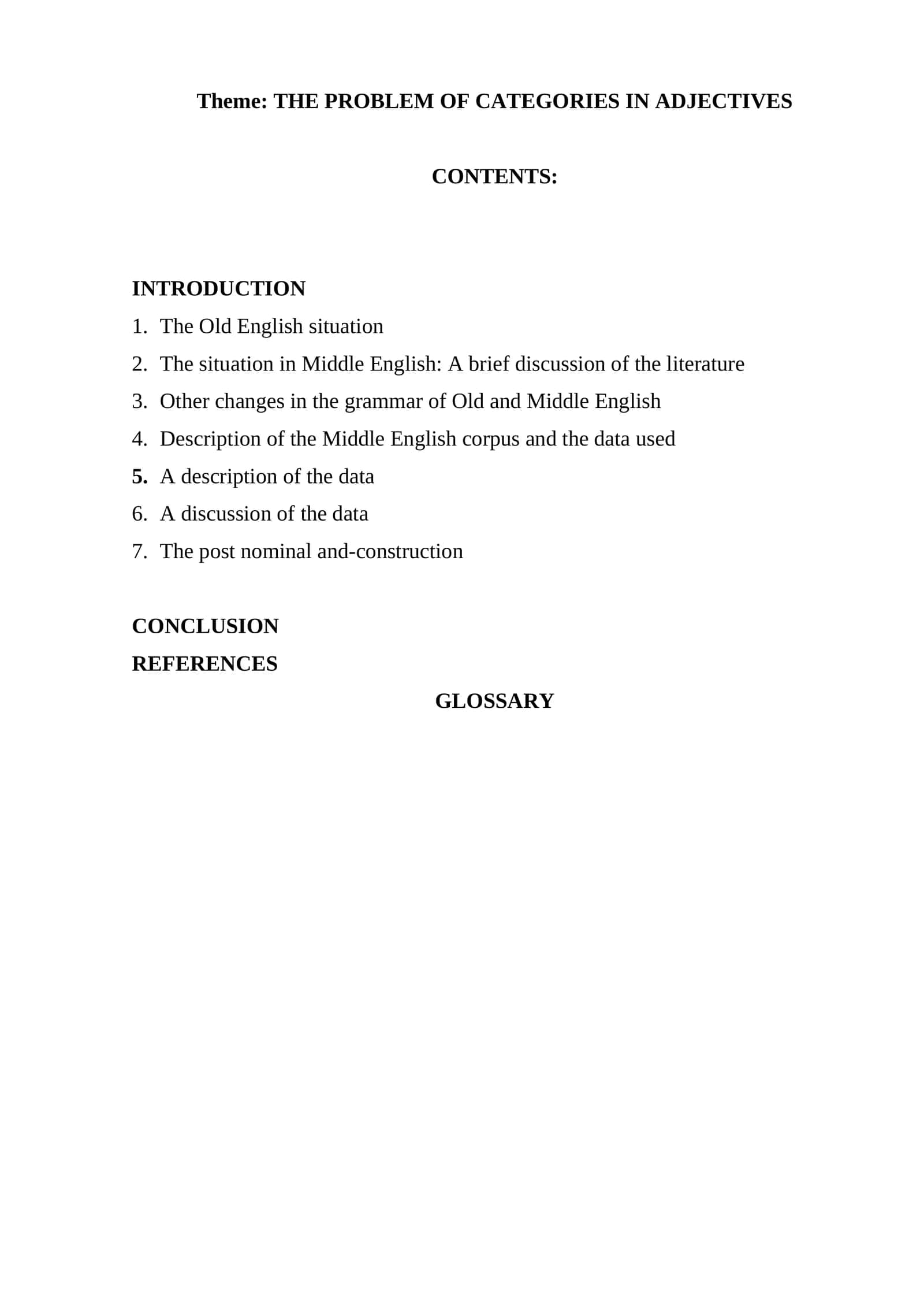 THE PROBLEM OF CATEGORIES IN ADJECTIVES 1