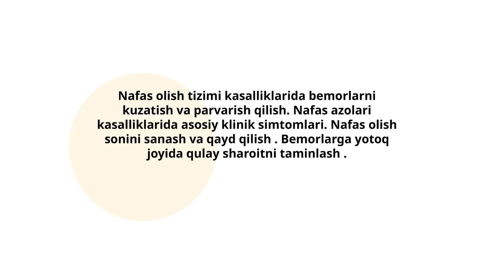 Nafas olish tizimi kasalliklarida bemorlarni kuzatish va parvarish qilish 1