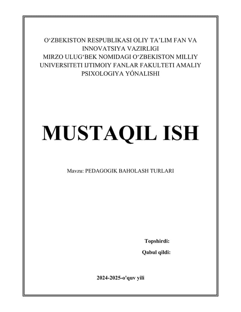 PEDAGOGIK BAHOLASH TURLARI 1