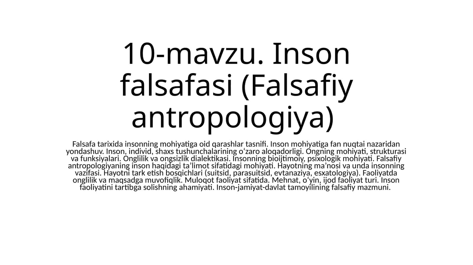 Inson falsafasi (Falsafiy antropologiya) 1