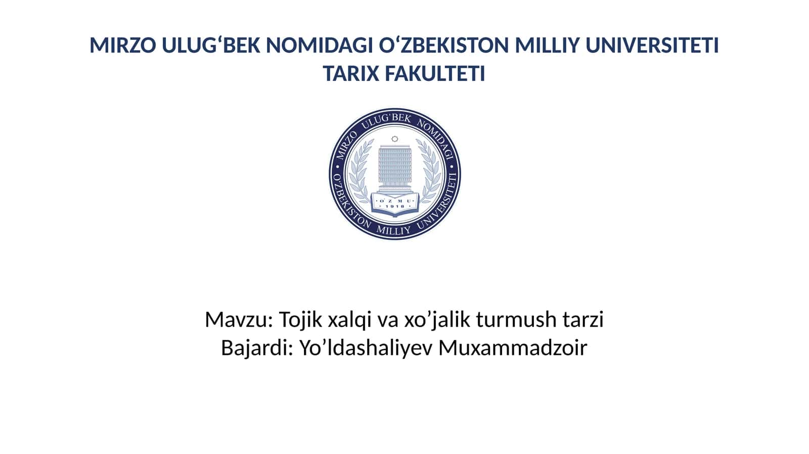 Tojik xalqi va xo’jalik turmush tarzi 1