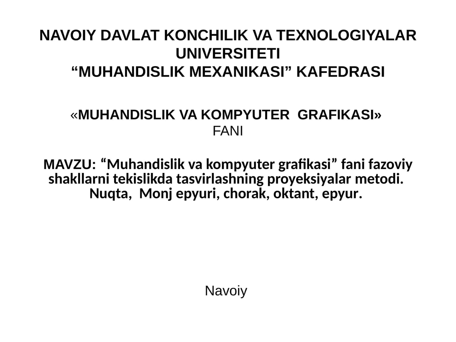 Muhandislik va kompyuter grafikasi 1