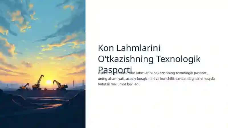 Kon Lahmlarini O‘tkazishning Texnologik Pasporti