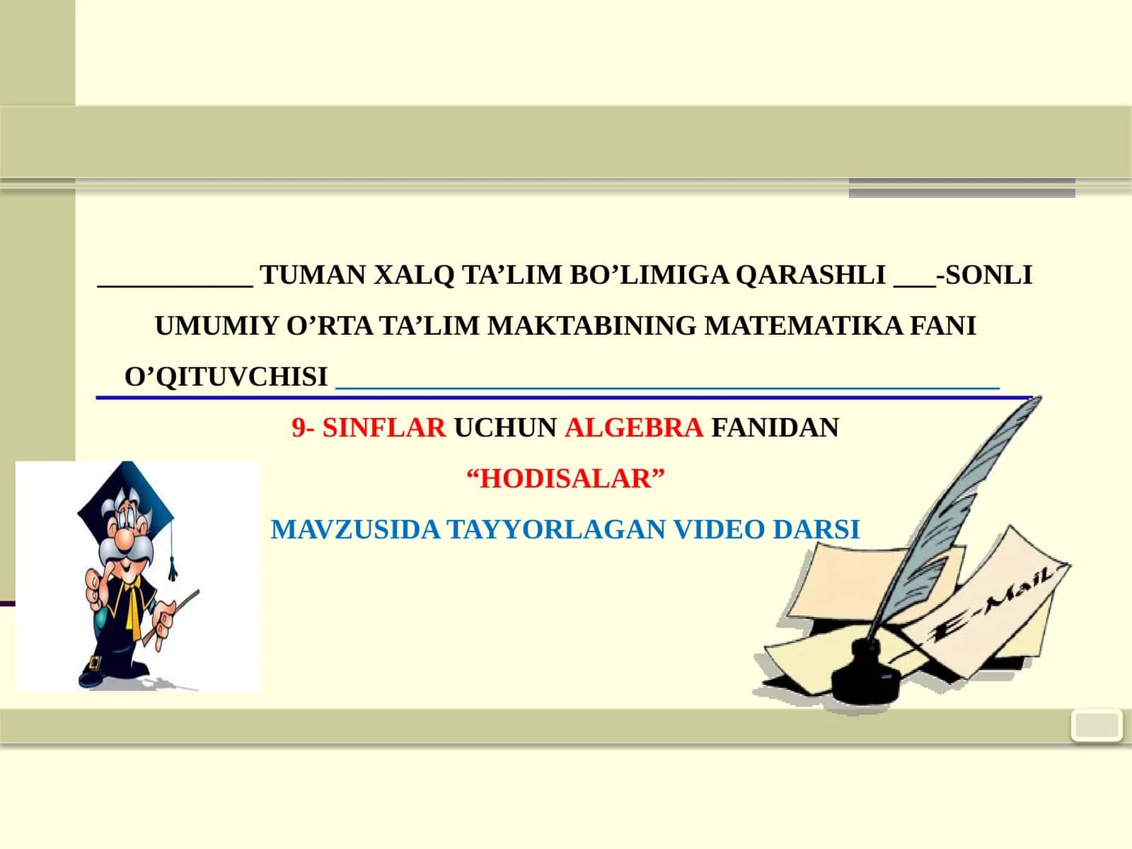 Ehtimolliklar nazariyasi va matematik statistika elementlari 1