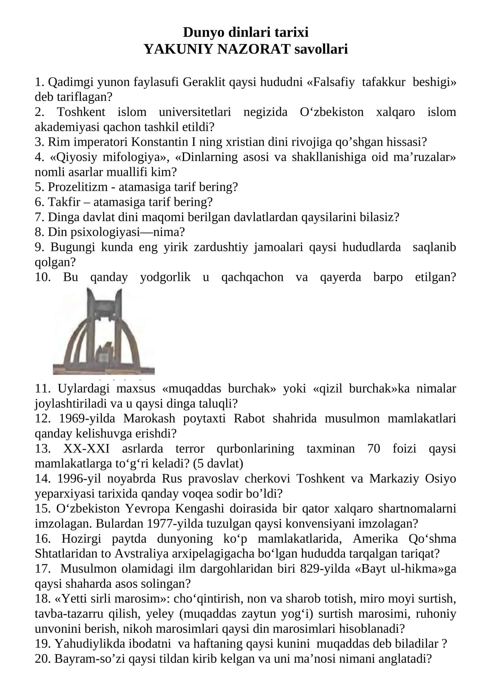 Dunyo dinlari tarixi 1